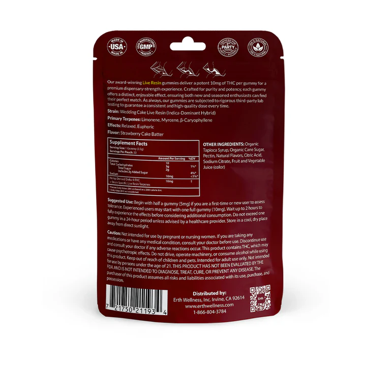 Δ9 THC Gummies – Wedding Cake – Live Resin (Hybrid) – 300mg - Image 4